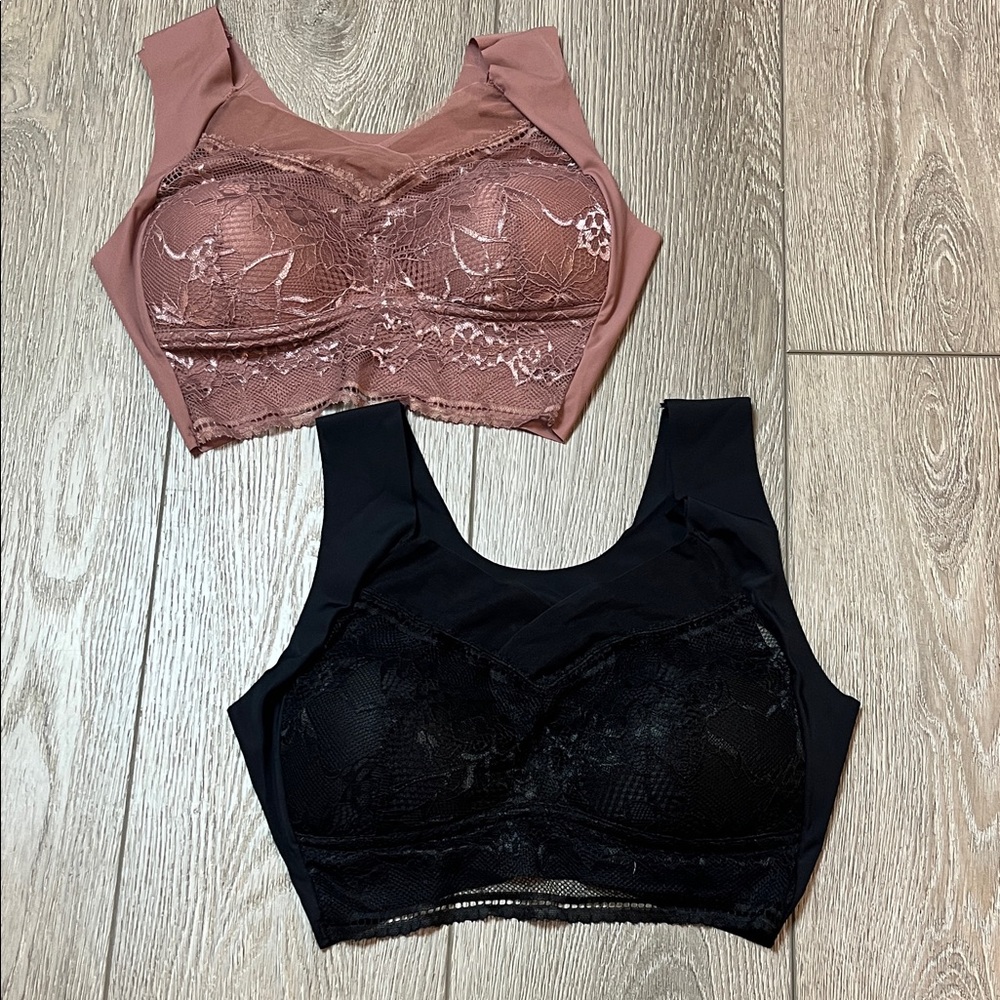 Amazon Lace Bralette Set size‎ small Black and pink